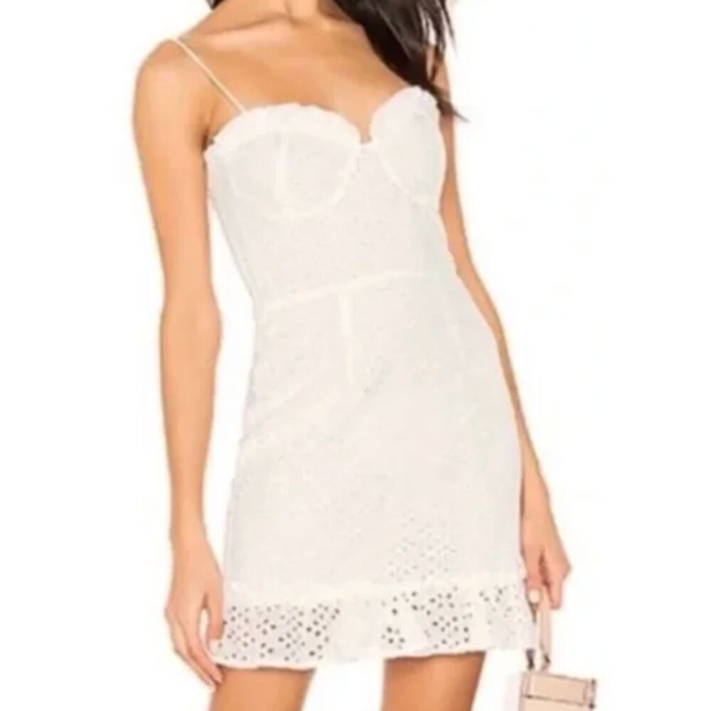 Superdown Eyelet Sweetheart Bustier Mini Dress White Size Medium